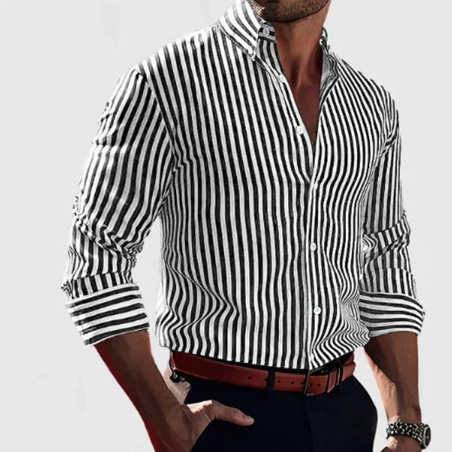 Men’s Stripe Printed Long Sleeve Shirt