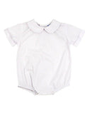 Boys White S/S Button Back Onesie