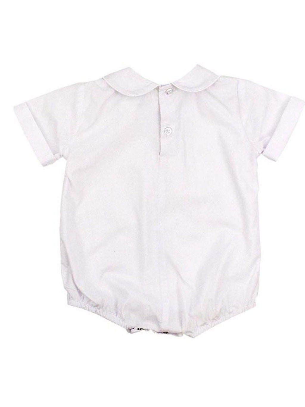 Boys White S/S Button Back Onesie
