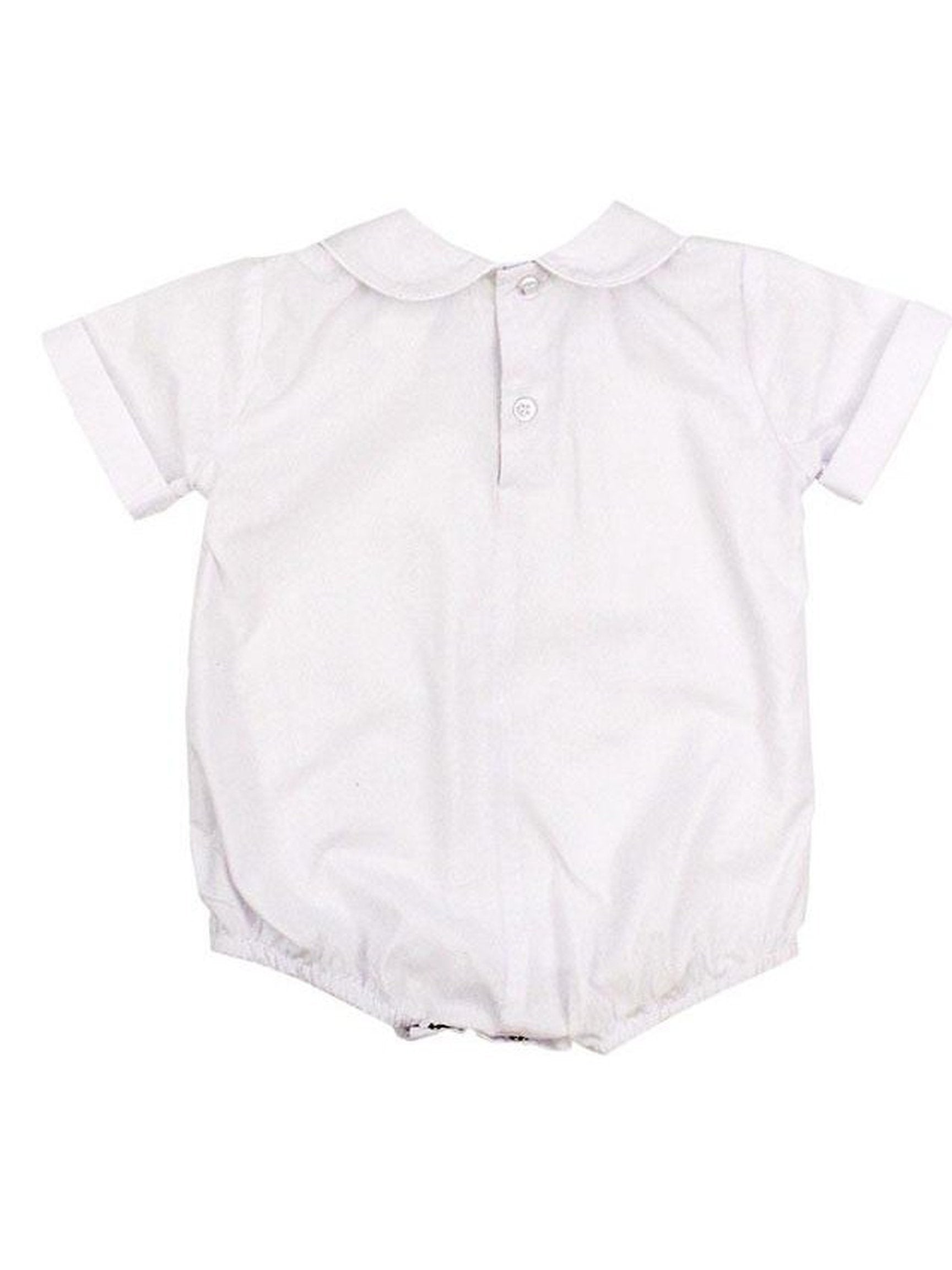 Boys White S/S Button Back Onesie