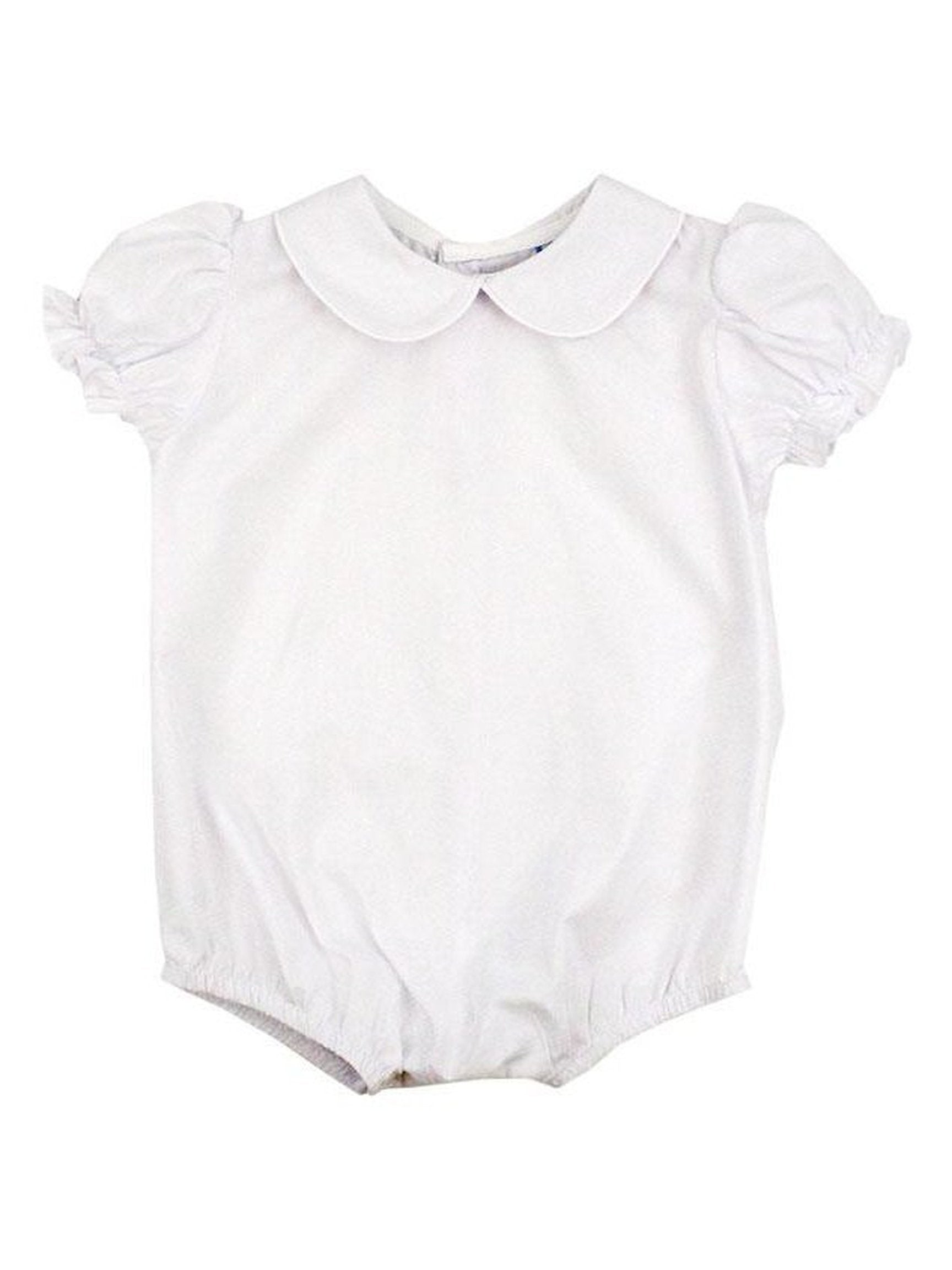 Girl's White S/S Button Back Onesie