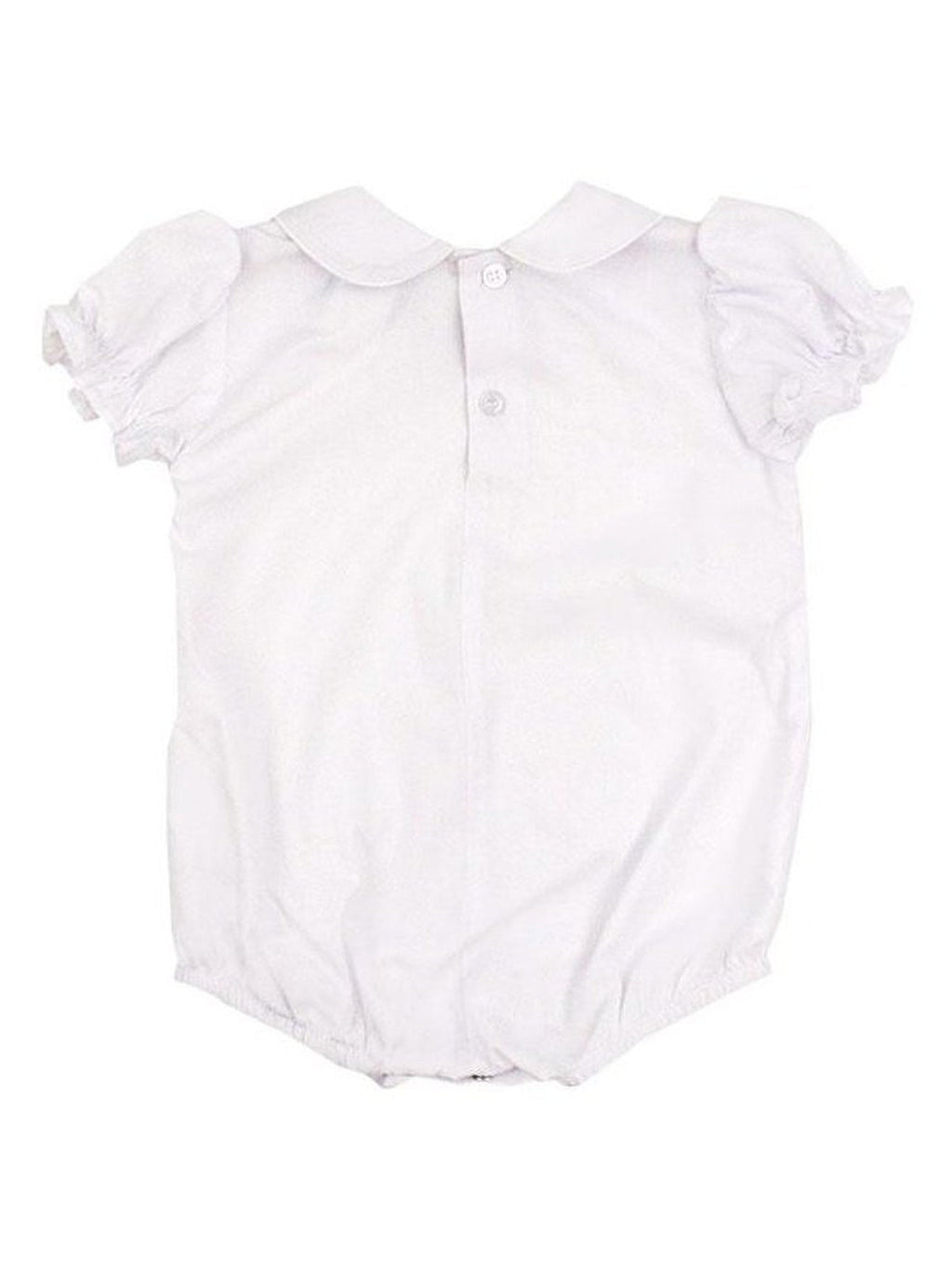 Girl's White S/S Button Back Onesie