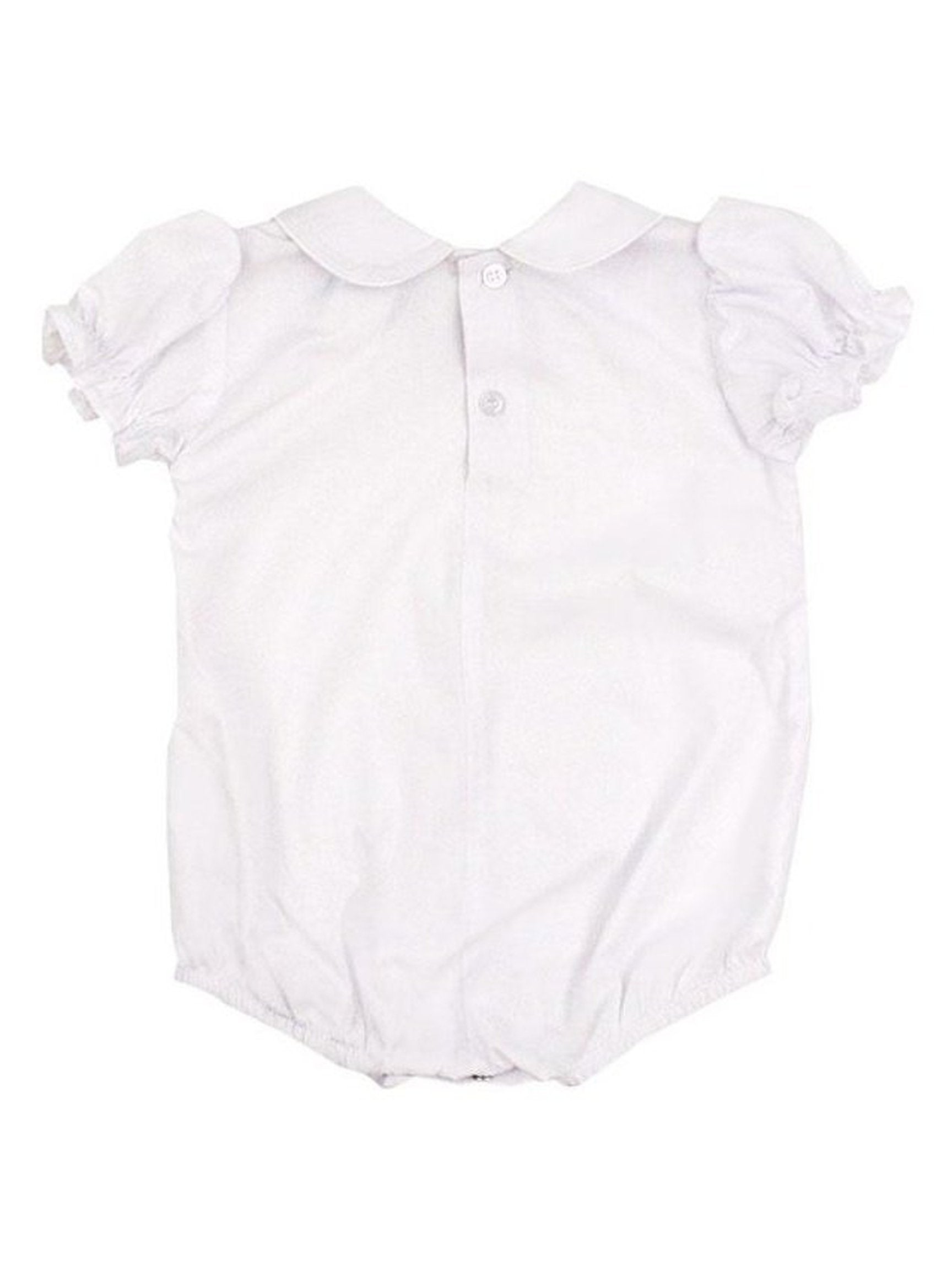 Girl's White S/S Button Back Onesie