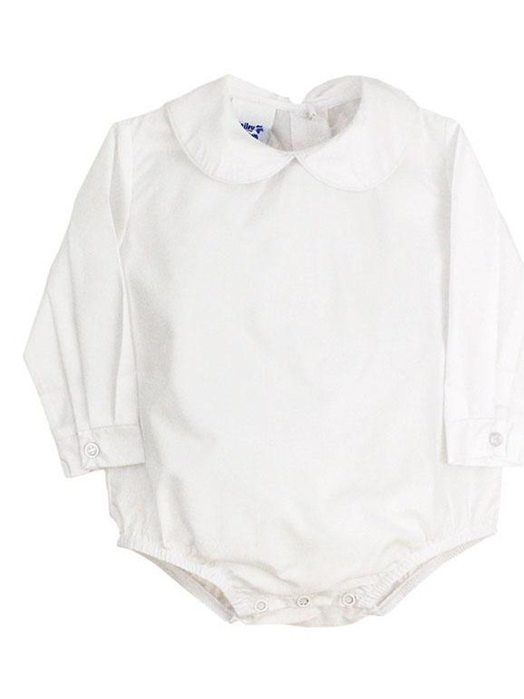 Boys Long Sleeve Button Back Onesie - White