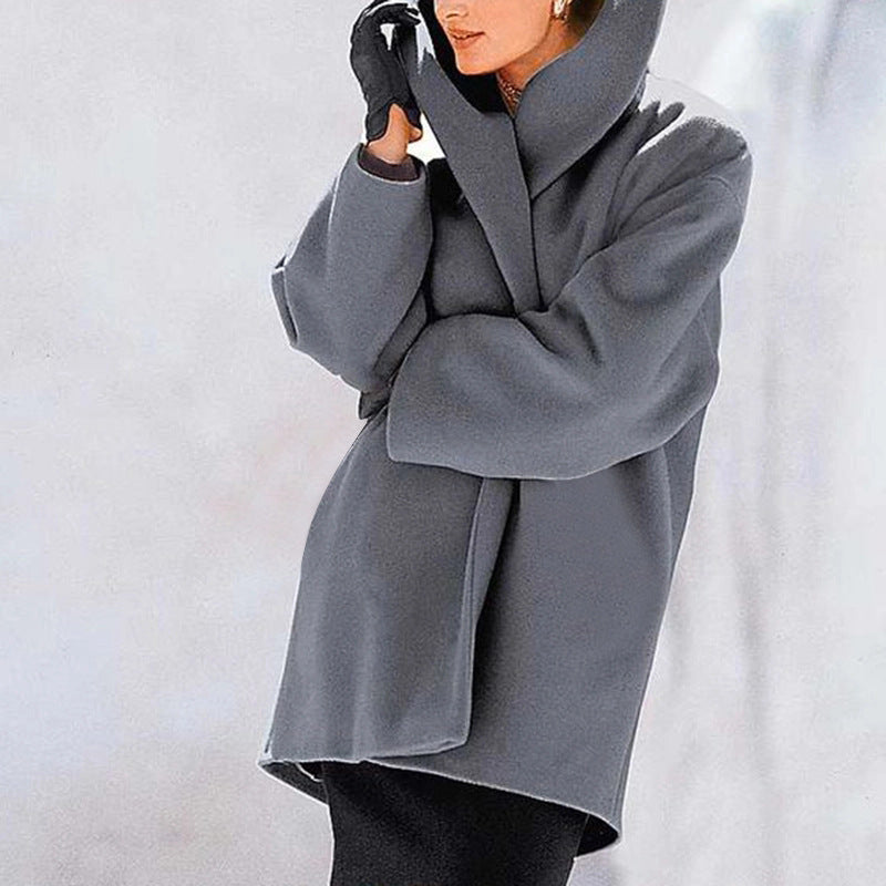 Women’s Multi-Color Round Neck Loose Woolen Sweater Coat