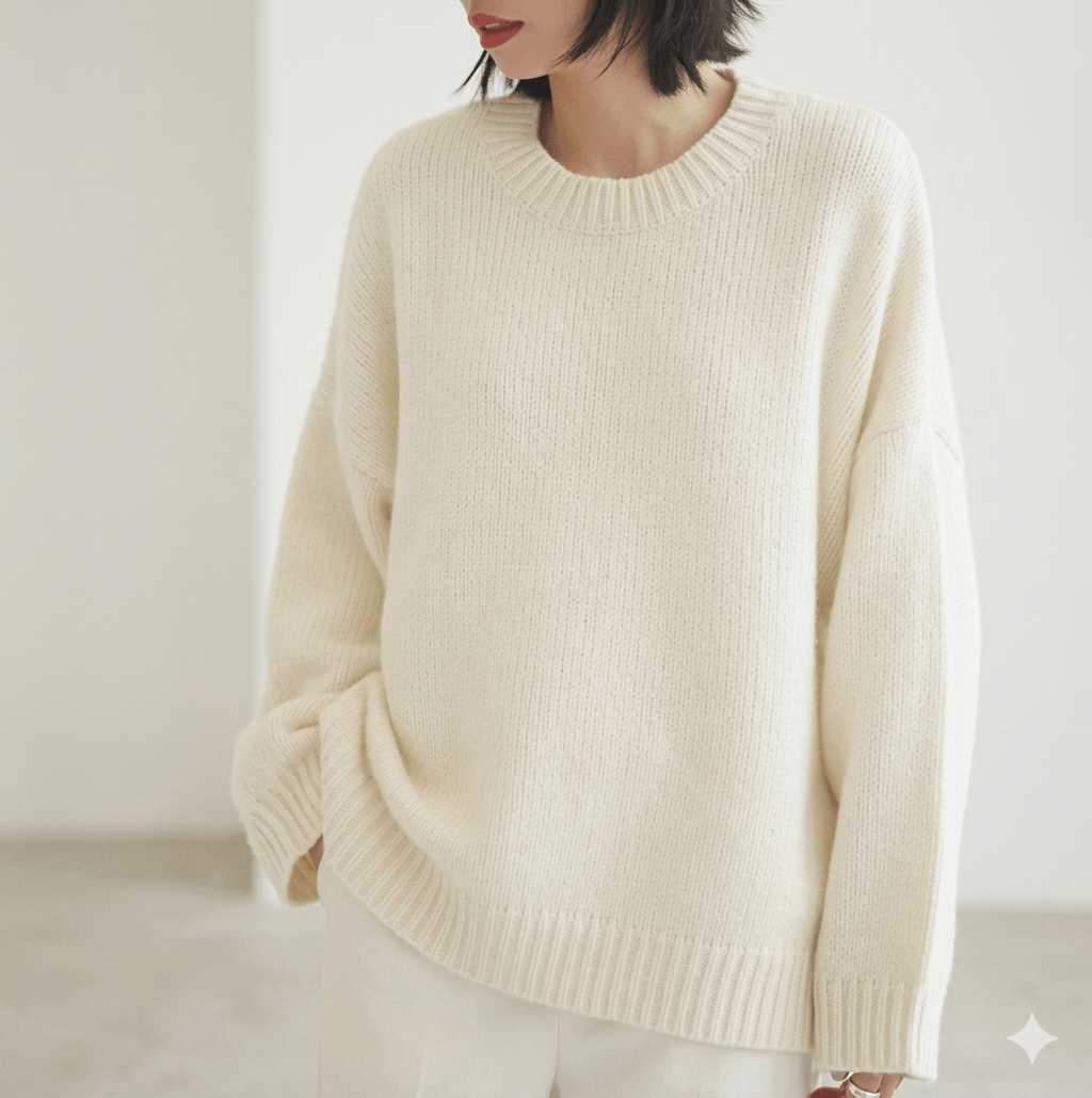 The Ultimate Cloud-Soft Cashmere: Women's Effortless Oversized Thick Sweater, Pure 100% Cashmere Round Neck Knit for Cozy Winter Vibes