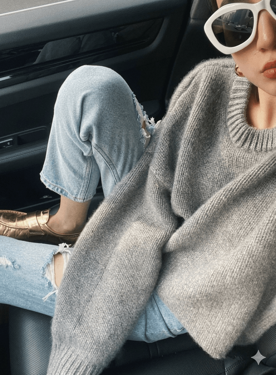 The Ultimate Cloud-Soft Cashmere: Women's Effortless Oversized Thick Sweater, Pure 100% Cashmere Round Neck Knit for Cozy Winter Vibes