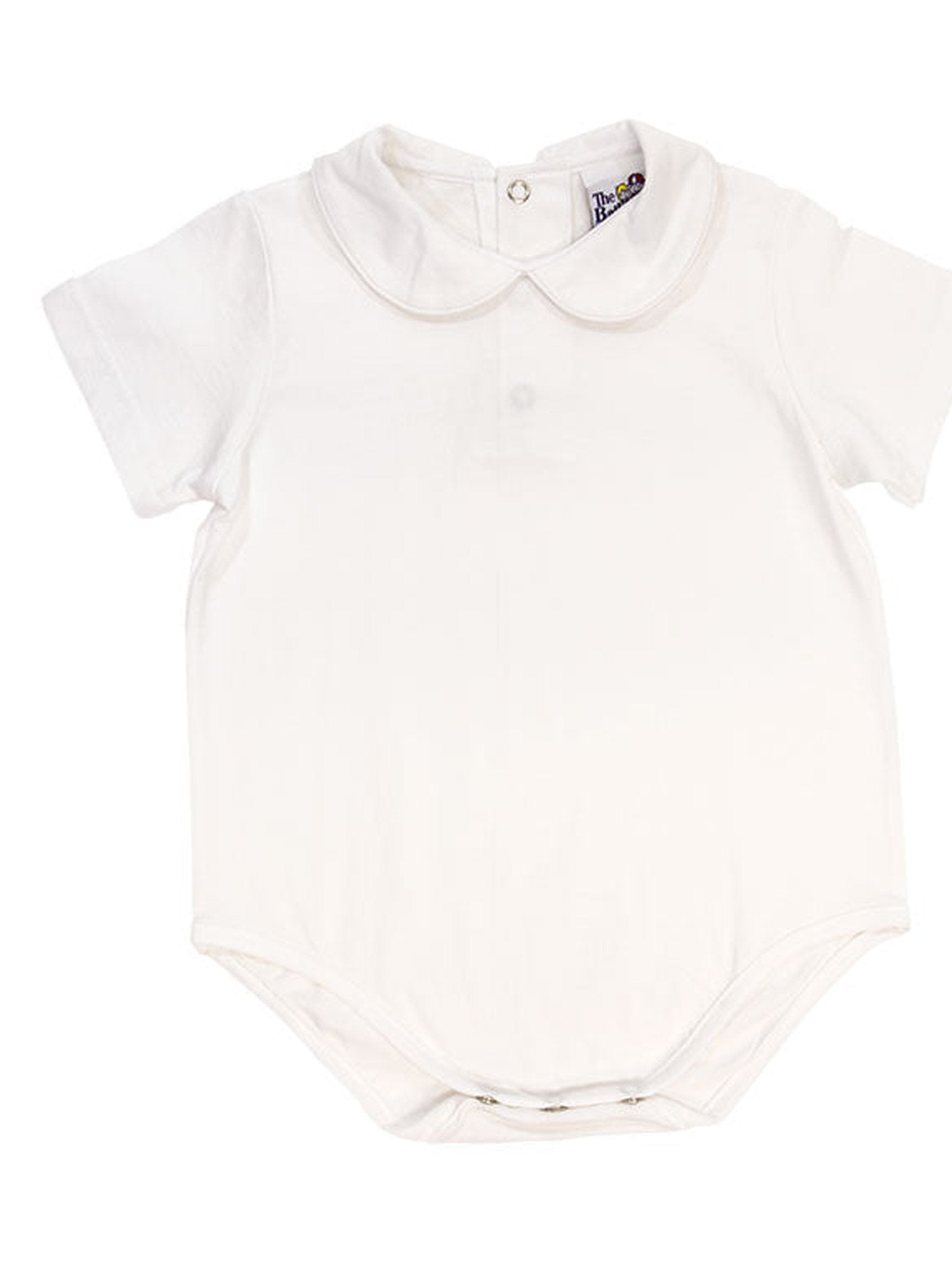 Boys White Knit S/S Piped Shirt/Onesie