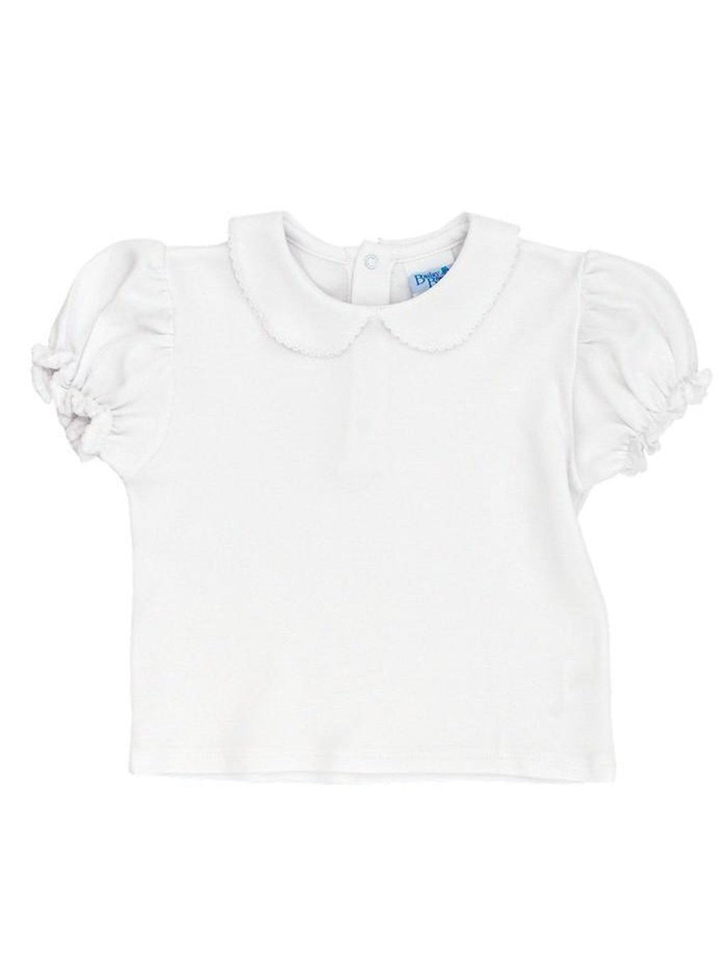 Girl's White S/S Knit Blouse/Onesie