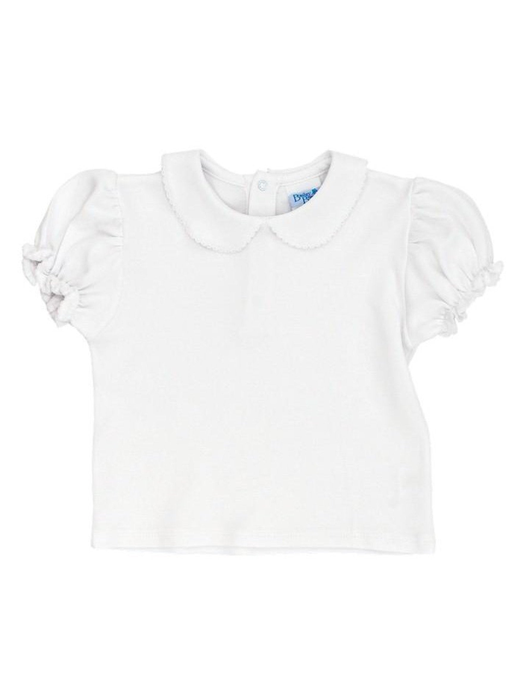Girl's White S/S Knit Blouse/Onesie