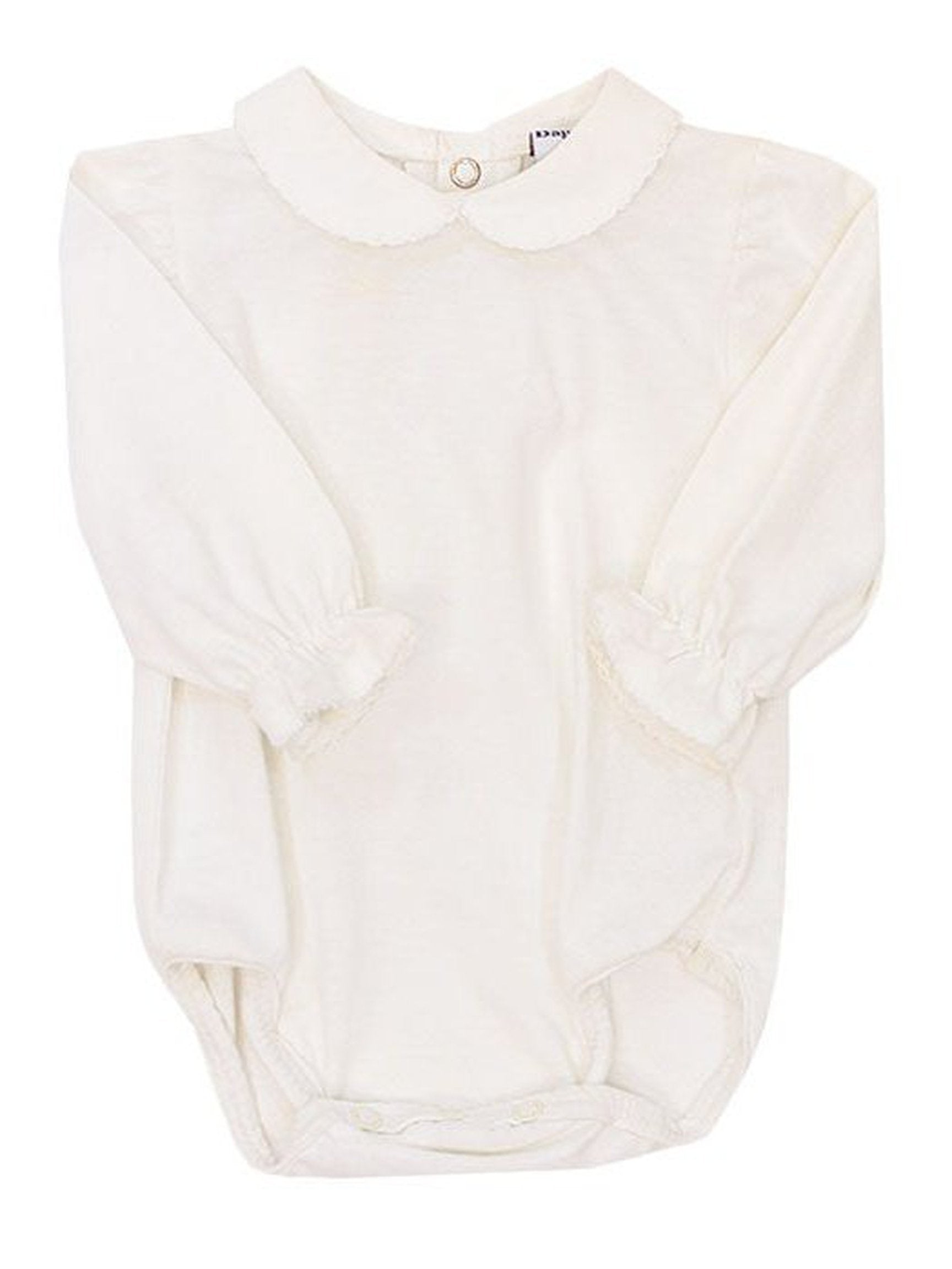 Girl's White Knit L/S Onesie Blouse