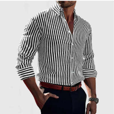 Men’s Stripe Printed Long Sleeve Shirt