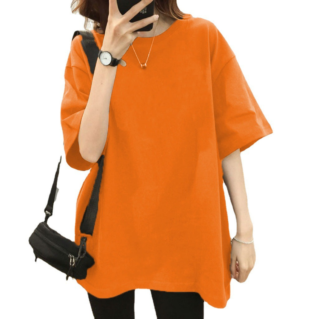 High Quality Summer Loose Solid Color Fashionable Women's Short Sleeved T-shirt
