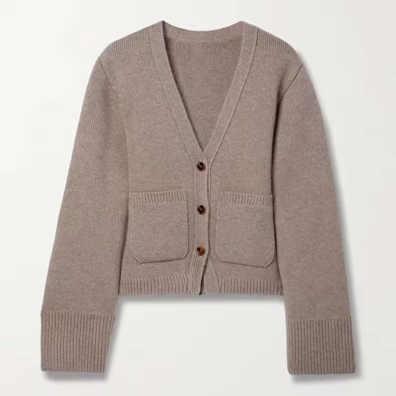 Luxury Designer V Neck Button Cashmere Knitwear 100% Cashmere Cardigan Sweater Women
