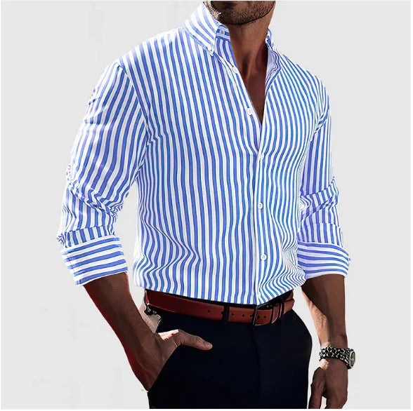 Men’s Stripe Printed Long Sleeve Shirt