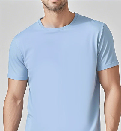 Solid Color Casual Short-Sleeve Crew Neck T-Shirt