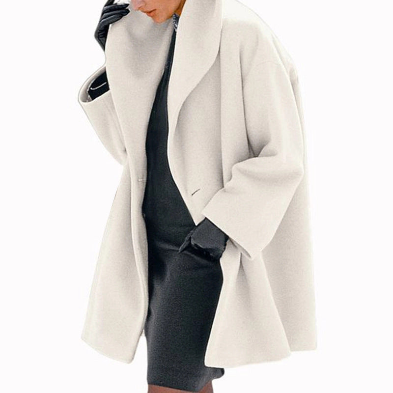 Women’s Multi-Color Round Neck Loose Woolen Sweater Coat
