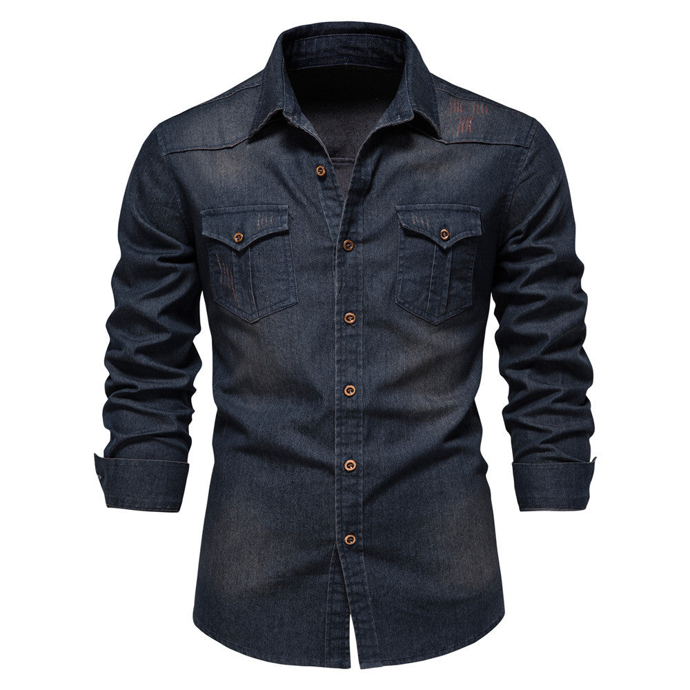 Men’s Long-Sleeved Denim Shirt