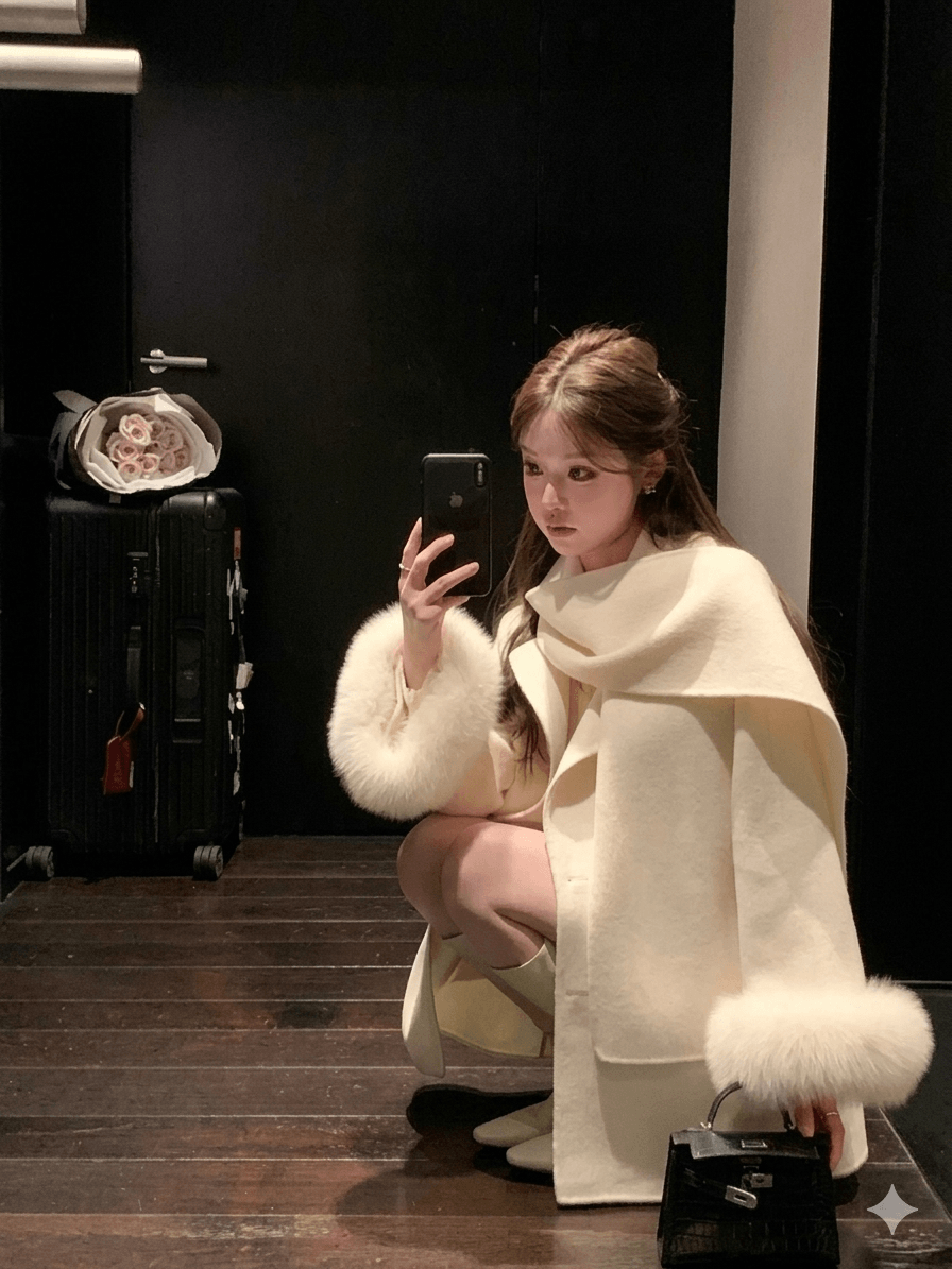 Handmade Double-Sided 100% Wool Jacket with Luxury Genuine Fox Fur Cuffs  Women's Elegant Winter Scarf Coat 2026Fashion Long Trench