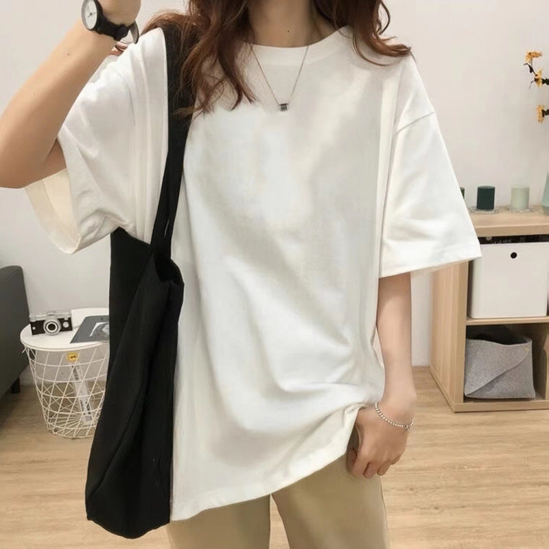 High Quality Summer Loose Solid Color Fashionable Women's Short Sleeved T-shirt