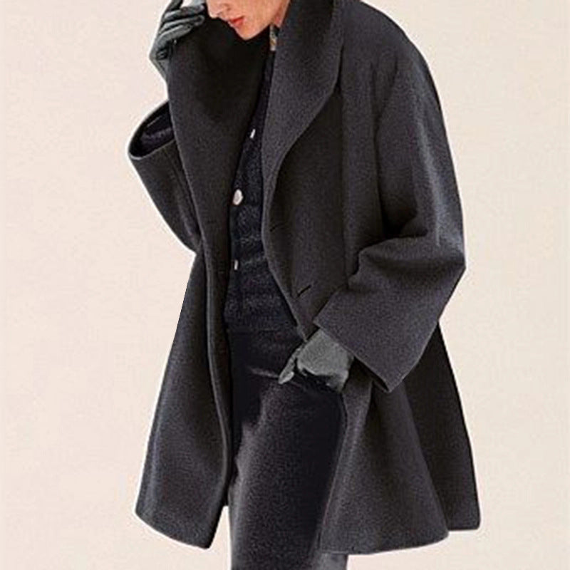Women’s Multi-Color Round Neck Loose Woolen Sweater Coat