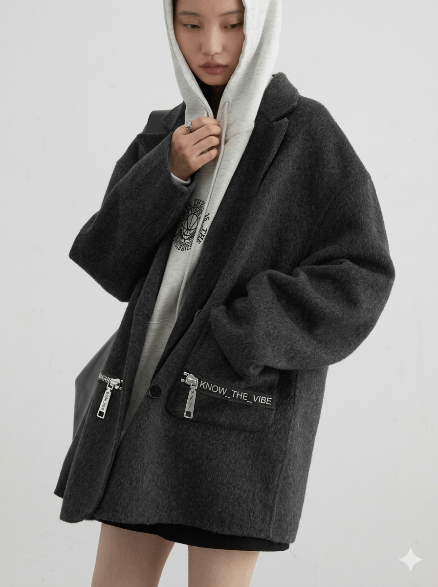 Double-Sided Wool Blend Coat – Retro Double-Breasted Long Jacket  Women’s 2026 Autumn Winter Loose Casual Overcoat