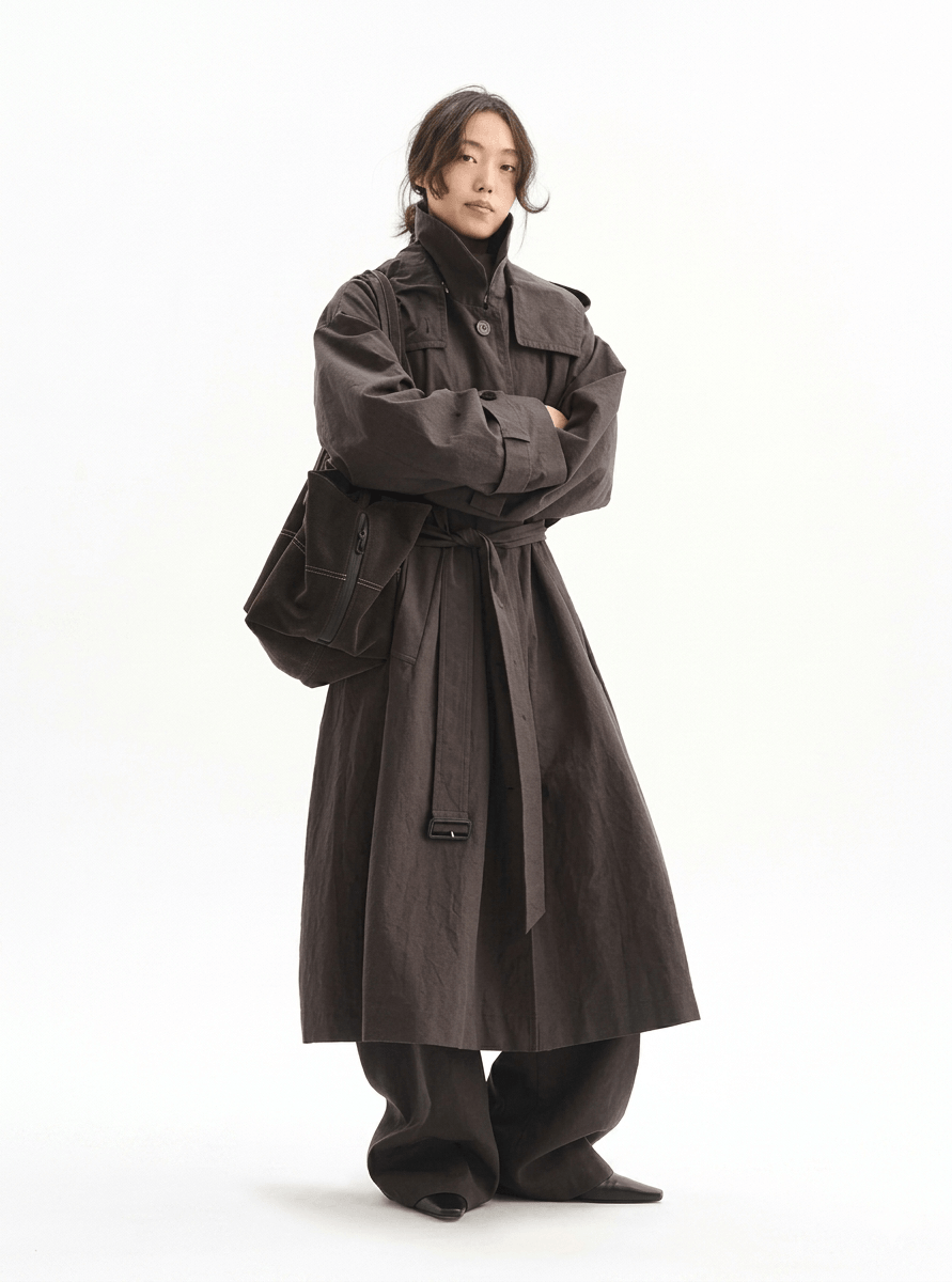 Women’s Mid-Length All-Cotton Trench Coat – Casual Loose Spring 2026 Lightweight Jacket | Breathable Cotton Outerwear