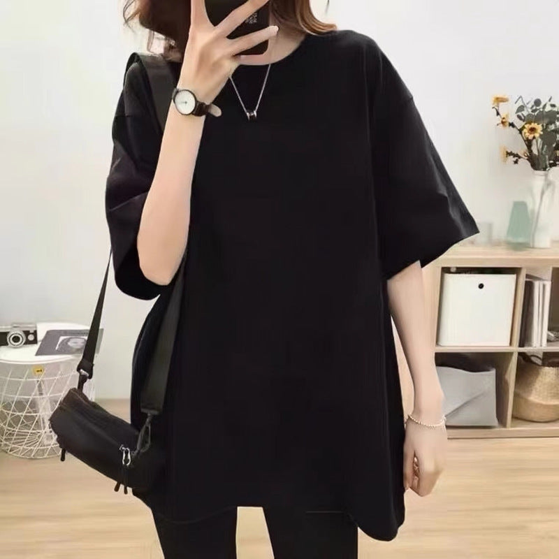 High Quality Summer Loose Solid Color Fashionable Women's Short Sleeved T-shirt