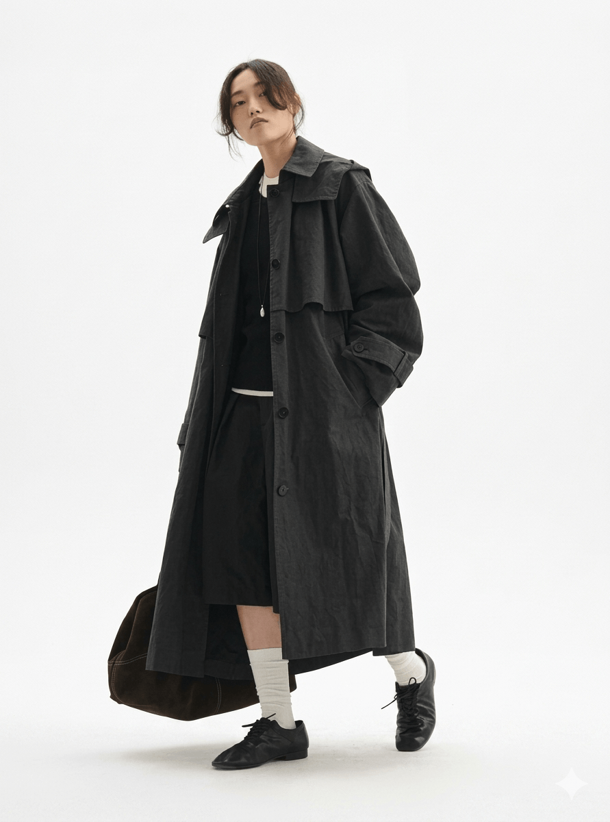 Women’s Mid-Length All-Cotton Trench Coat – Casual Loose Spring 2026 Lightweight Jacket | Breathable Cotton Outerwear