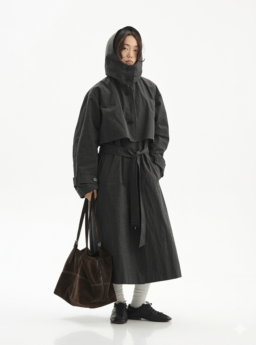 Women’s Mid-Length All-Cotton Trench Coat – Casual Loose Spring 2026 Lightweight Jacket | Breathable Cotton Outerwear