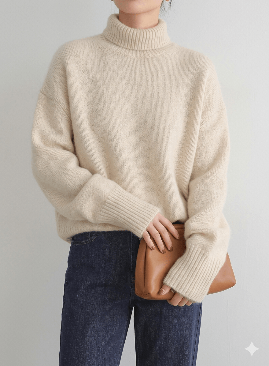 Daily Ritual Premium Thick Cashmere Pullover Women’s Luxury High-Neck Sweater  Loose Knitted Winter Jumper | 2026 Warm Essential