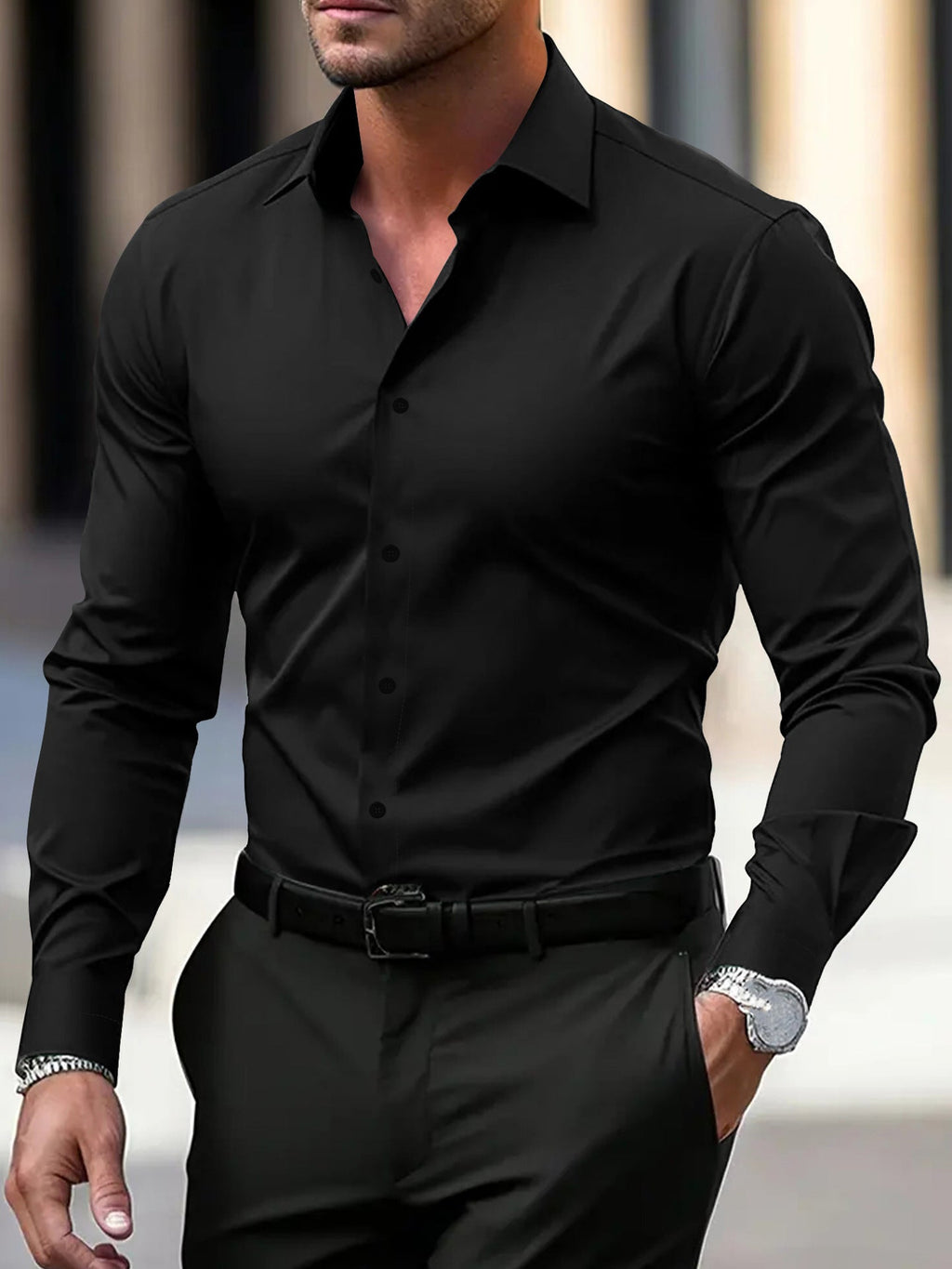 Men’s Business Casual Long Sleeve Shirt