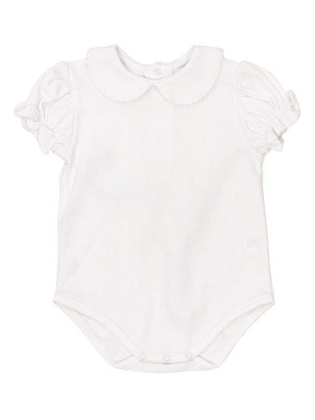 Girl's White S/S Knit Blouse/Onesie