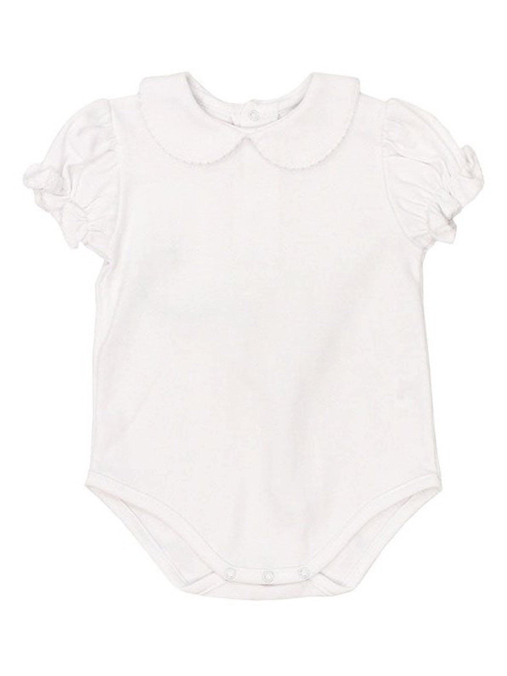 Girl's White S/S Knit Blouse/Onesie