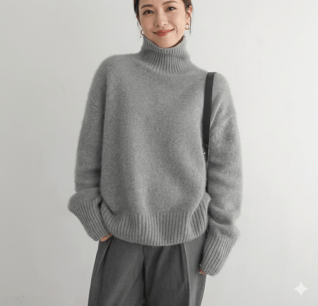 Daily Ritual Premium Thick Cashmere Pullover Women’s Luxury High-Neck Sweater  Loose Knitted Winter Jumper | 2026 Warm Essential