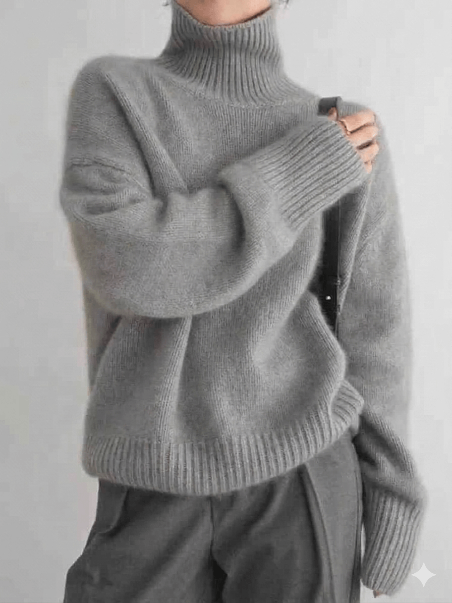 Daily Ritual Premium Thick Cashmere Pullover Women’s Luxury High-Neck Sweater  Loose Knitted Winter Jumper | 2026 Warm Essential