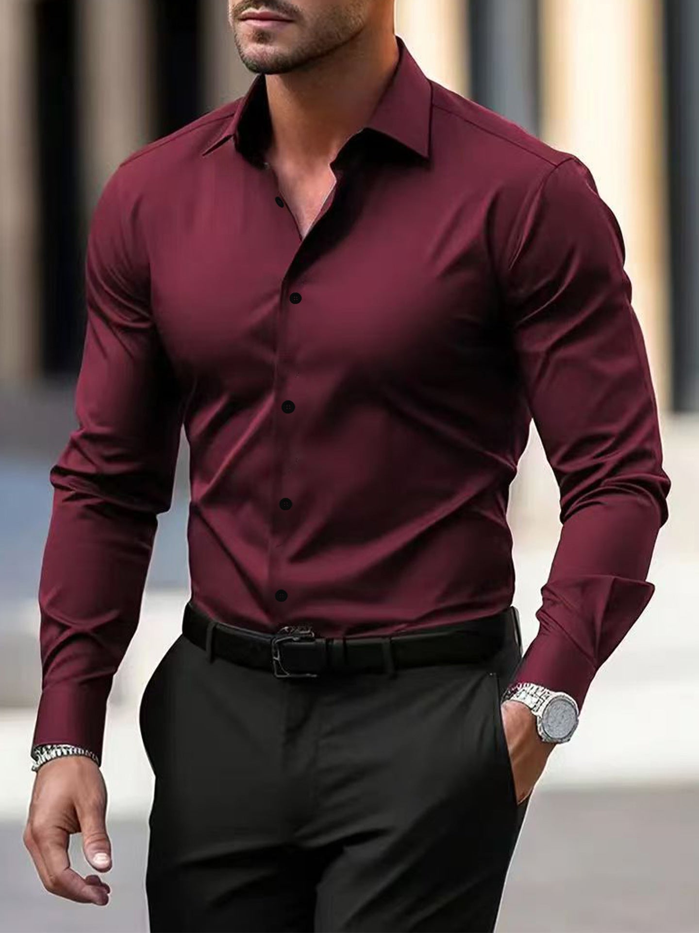 Men’s Business Casual Long Sleeve Shirt