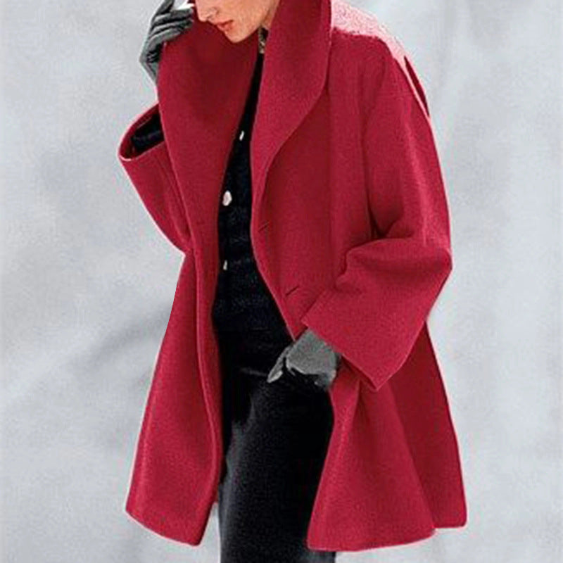 Women’s Multi-Color Round Neck Loose Woolen Sweater Coat