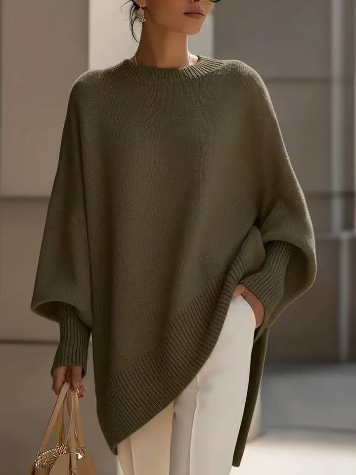 Thick Round Neck Women’s Loose Knitted Pullover Sweater