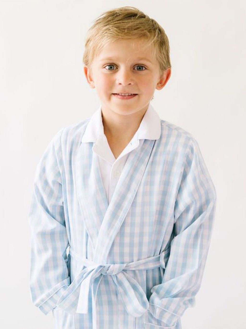 Light Blue Gingham Robe