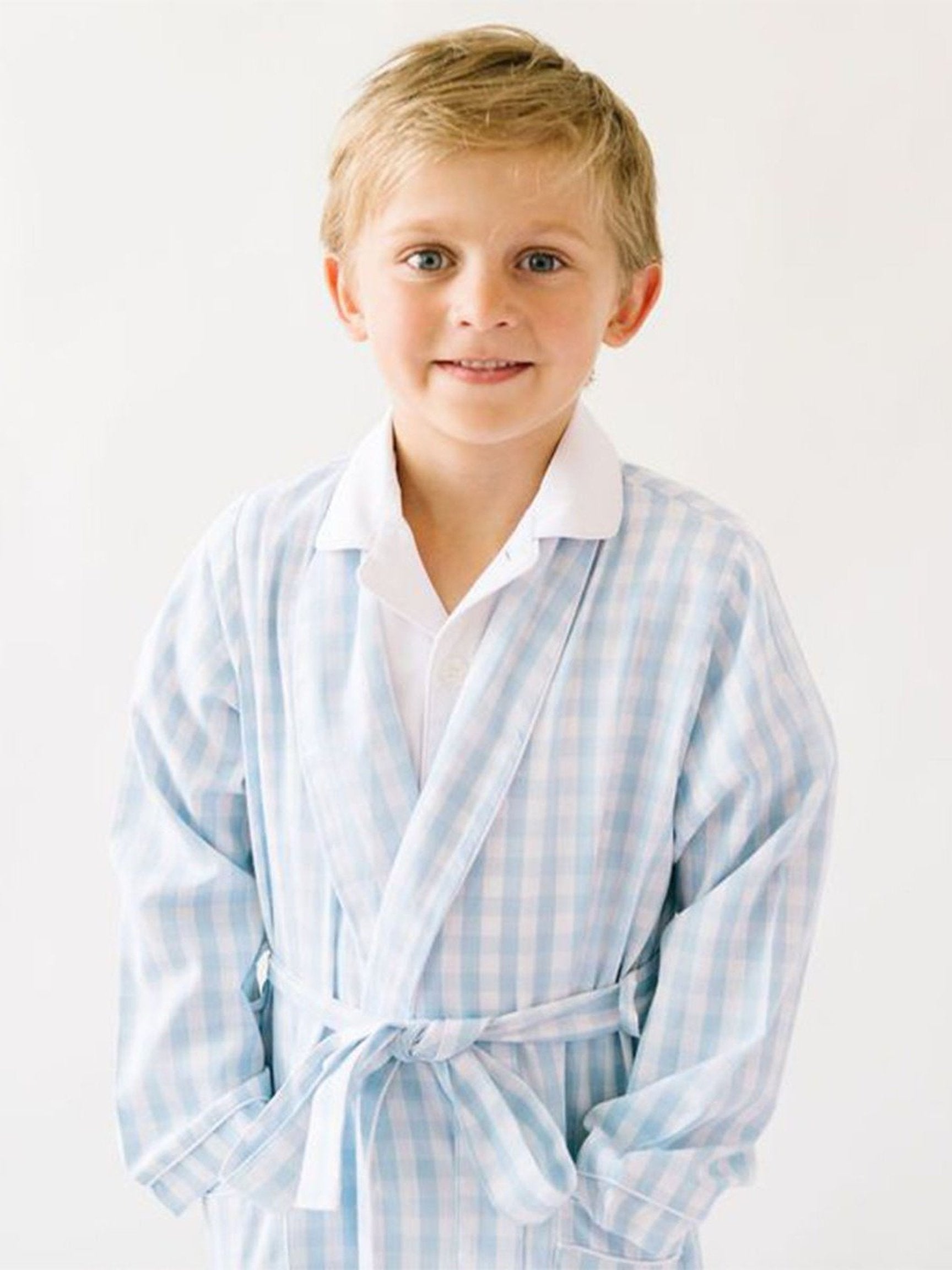 Light Blue Gingham Robe