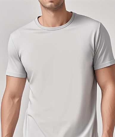Solid Color Casual Short-Sleeve Crew Neck T-Shirt