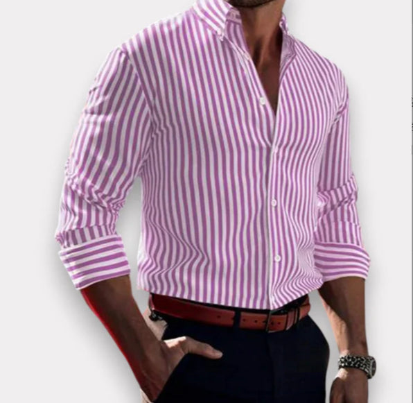 Men’s Stripe Printed Long Sleeve Shirt
