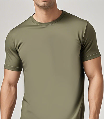 Solid Color Casual Short-Sleeve Crew Neck T-Shirt