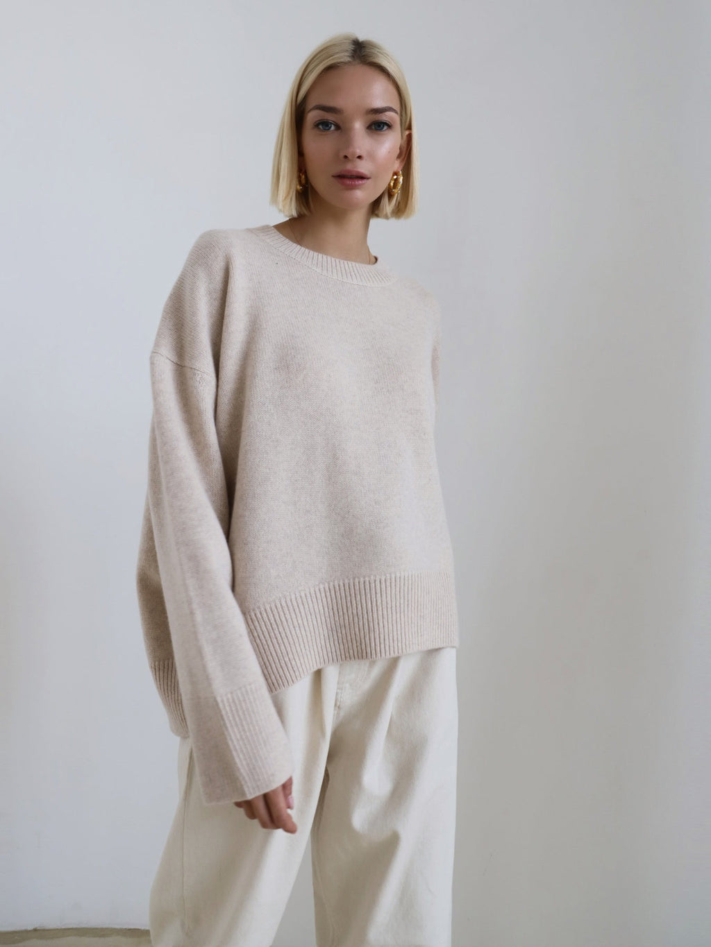 Thick Round Neck Women’s Loose Knitted Pullover Sweater