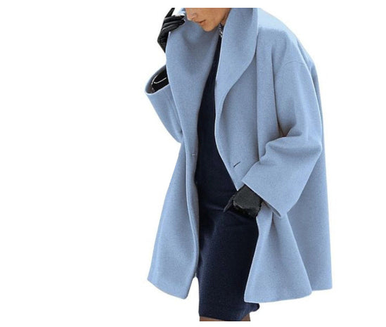 Women’s Multi-Color Round Neck Loose Woolen Sweater Coat