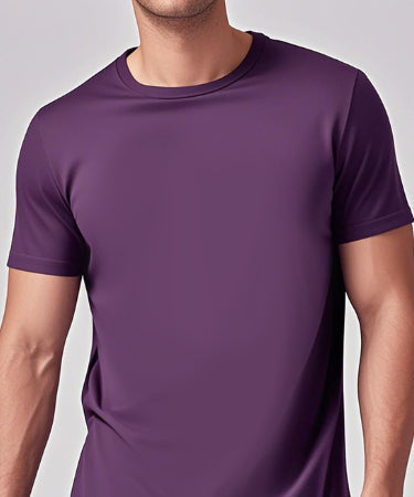 Solid Color Casual Short-Sleeve Crew Neck T-Shirt