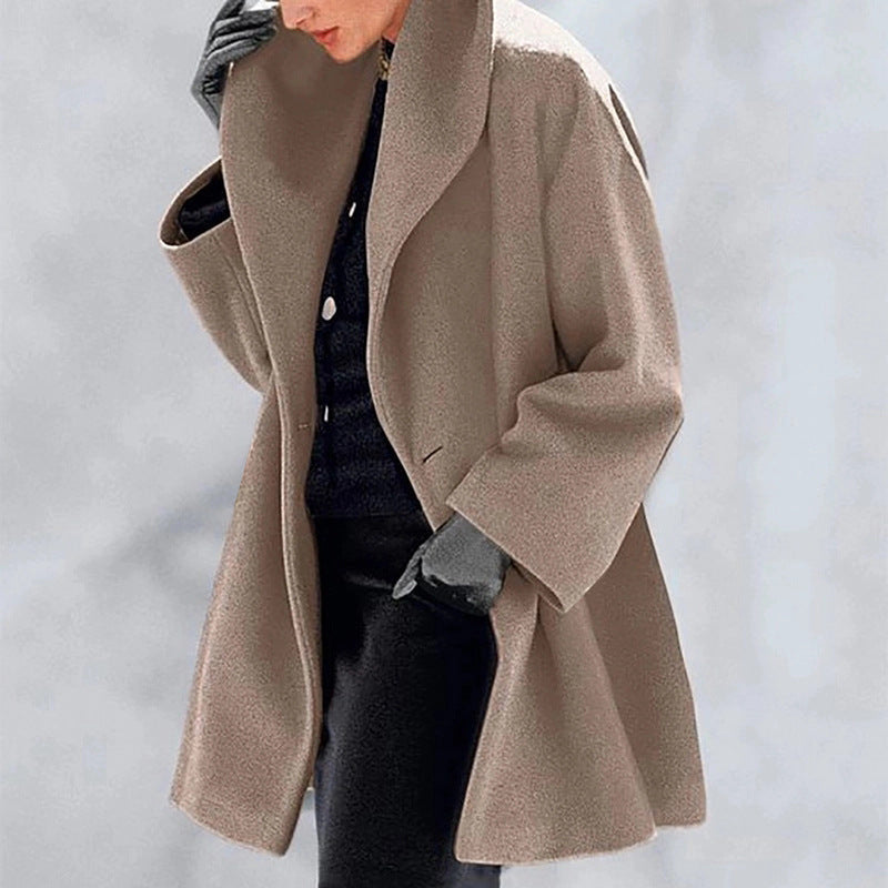 Women’s Multi-Color Round Neck Loose Woolen Sweater Coat