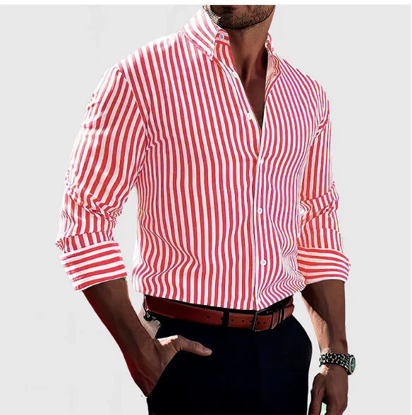 Men’s Stripe Printed Long Sleeve Shirt