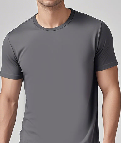 Solid Color Casual Short-Sleeve Crew Neck T-Shirt